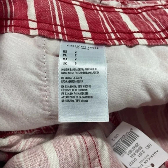 New American Eagle PaperBag Shorts Size 2 Linen Blend - Picture 4 of 7